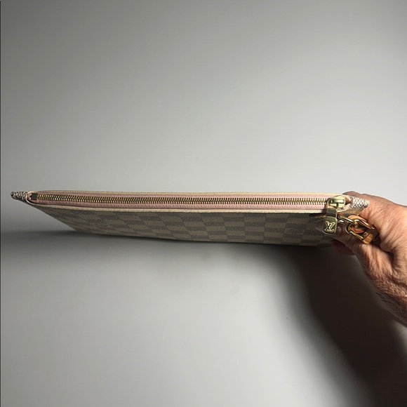 Louis Vuitton Damien Azur Zip Wristlet Pouch Cream, Pink Interior LV Clutch - Picture 10 of 14